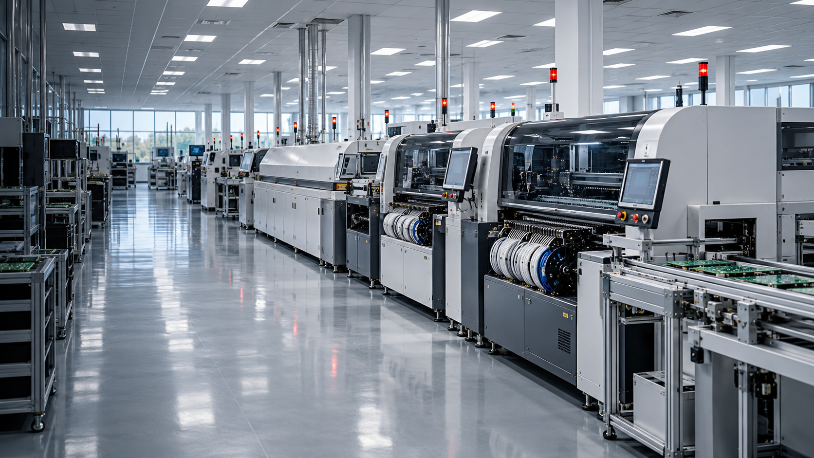 Illustrative automated SMT manufacturing line